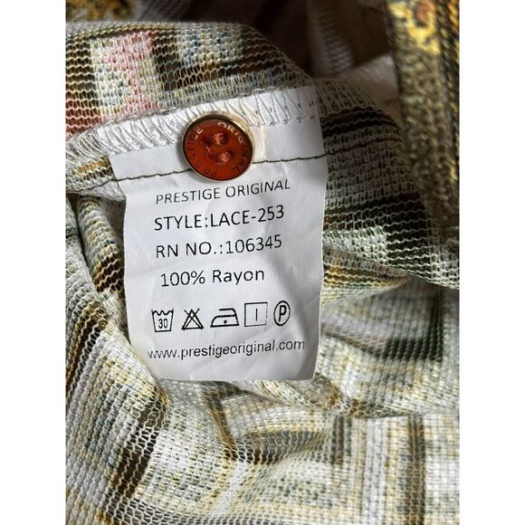 Prestige Original Shirt Mens 2XL Gold Black Greek Key Baroque Button Up Rayon - Picture 5 of 7